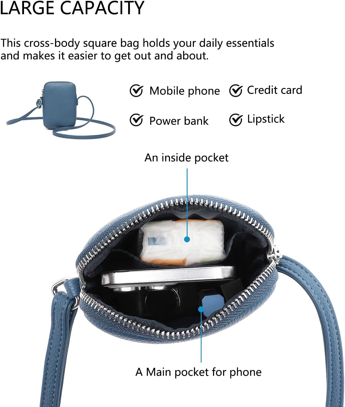 Small Crossbody Cell Phone Purse for Women Lightweight Shoulder Wallet Bag with Card Slots - Colors B