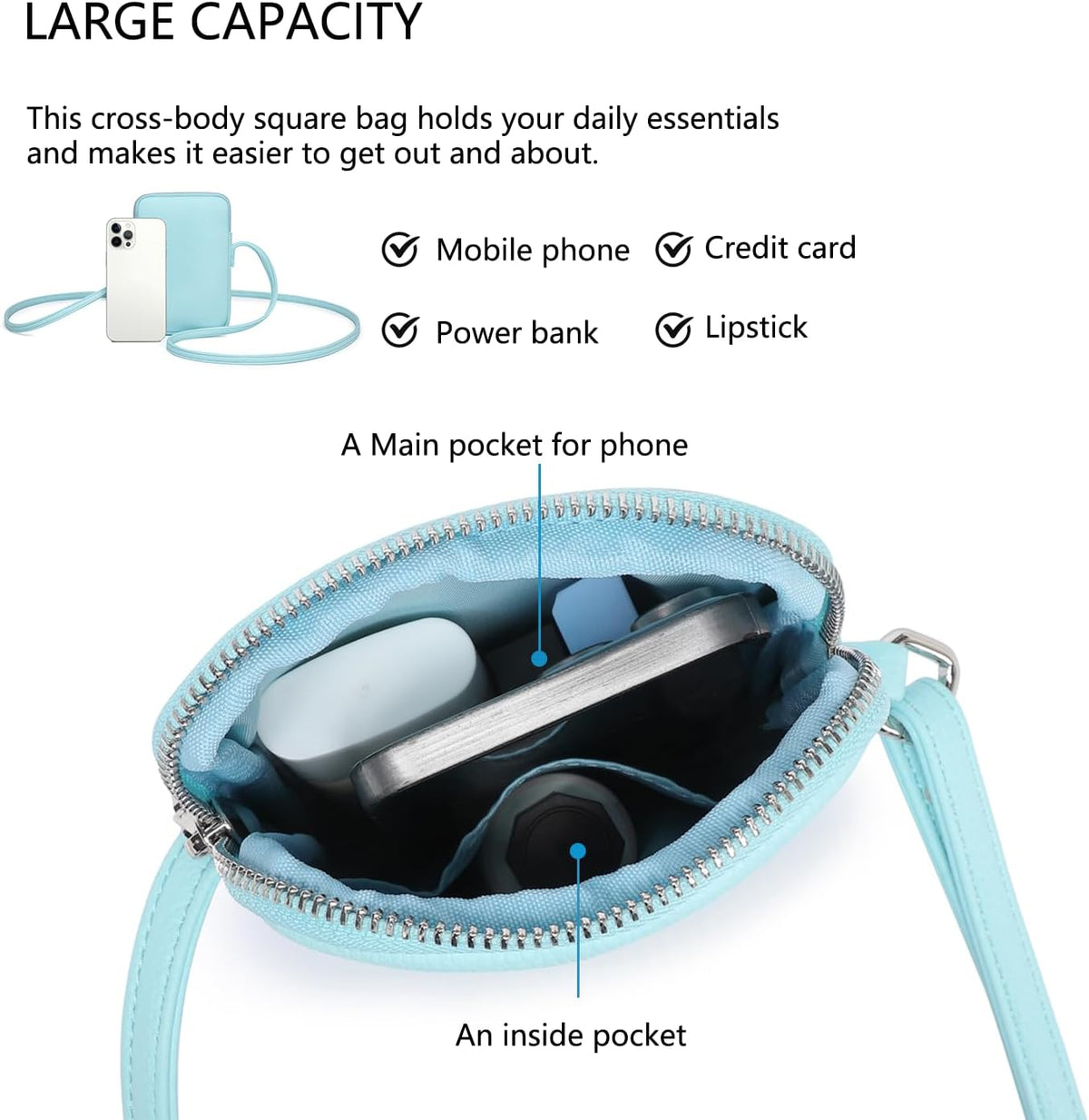 Small Crossbody Cell Phone Purse for Women Lightweight Shoulder Wallet Bag with Card Slots - Colors B