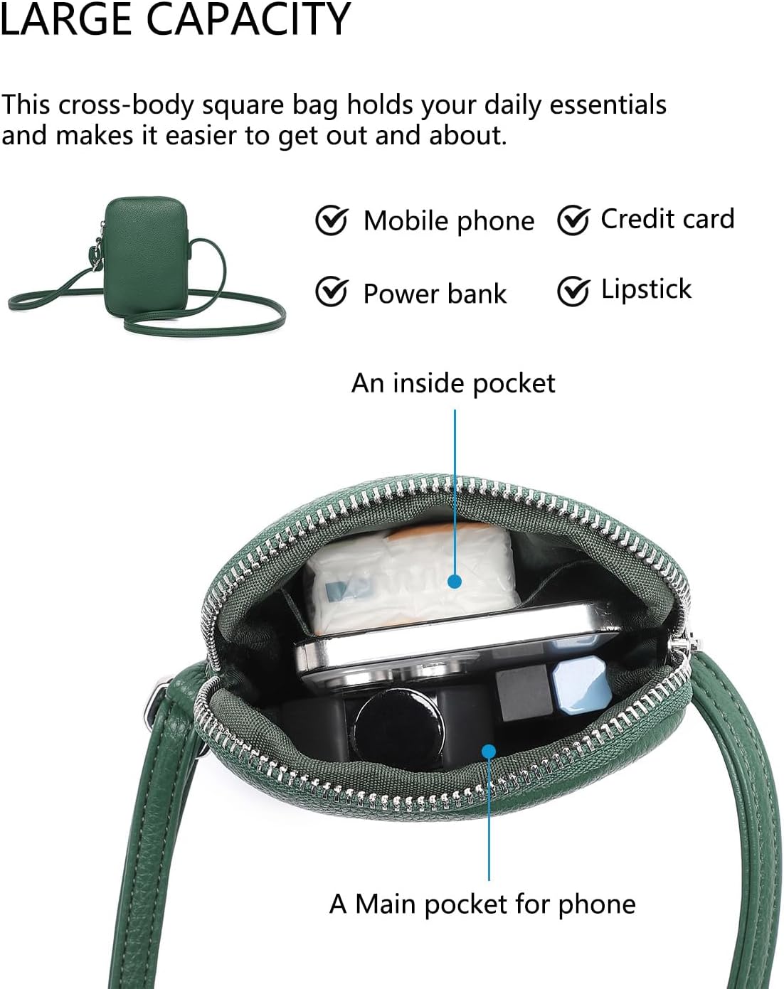 Small Crossbody Cell Phone Purse for Women Lightweight Shoulder Wallet Bag with Card Slots - Colors B