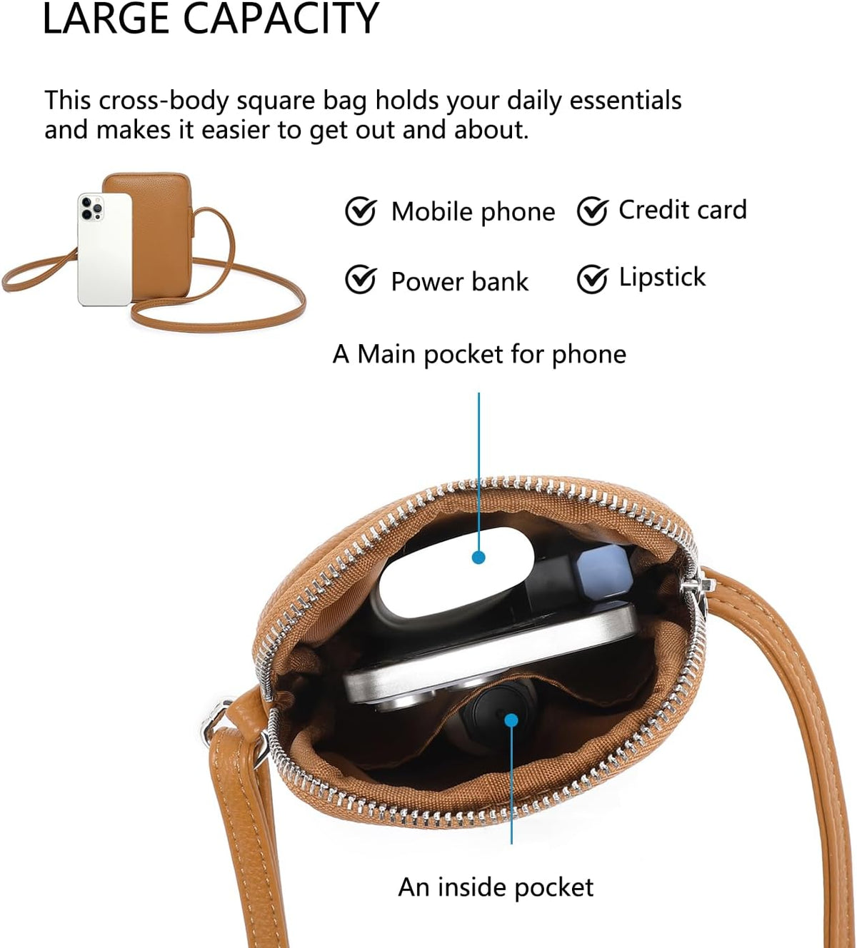 Small Crossbody Cell Phone Purse for Women Lightweight Shoulder Wallet Bag with Card Slots - Colors B