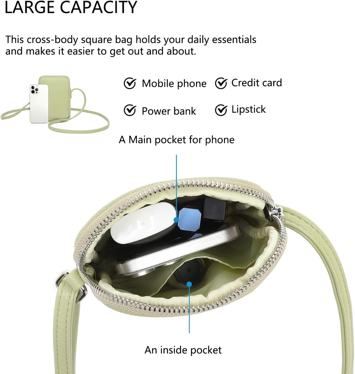 Small Crossbody Cell Phone Purse for Women Lightweight Shoulder Wallet Bag with Card Slots - Colors B