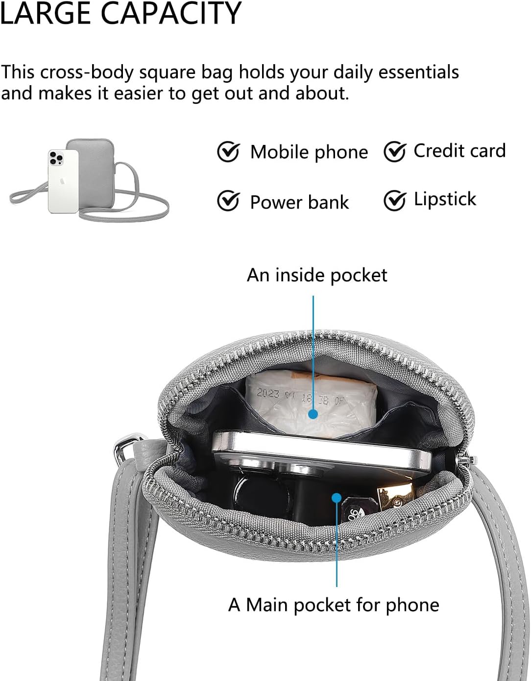 Small Crossbody Cell Phone Purse for Women Lightweight Shoulder Wallet Bag with Card Slots - Colors B
