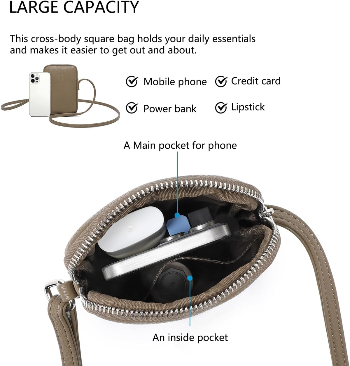 Small Crossbody Cell Phone Purse for Women Lightweight Shoulder Wallet Bag with Card Slots - Colors B
