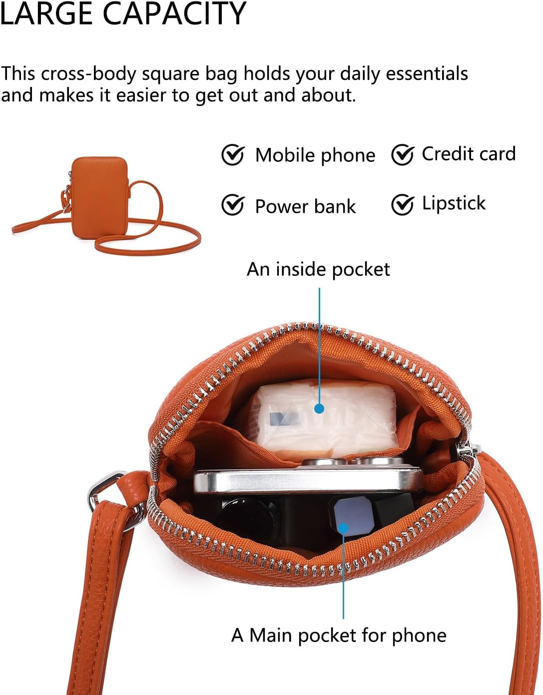 Small Crossbody Cell Phone Purse for Women Lightweight Shoulder Wallet Bag with Card Slots - Colors B