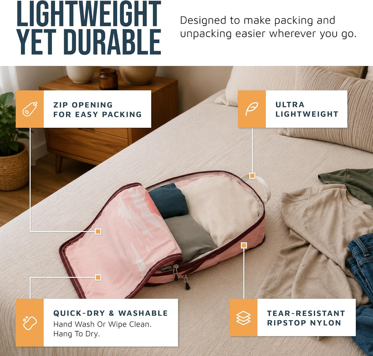 Large Compression Packing Cubes for Travel-Packing Cube Luggage Organizers 7 Piece Set for Checked Luggage-Ultralight, Expandable/Compression Bags (White/Green)