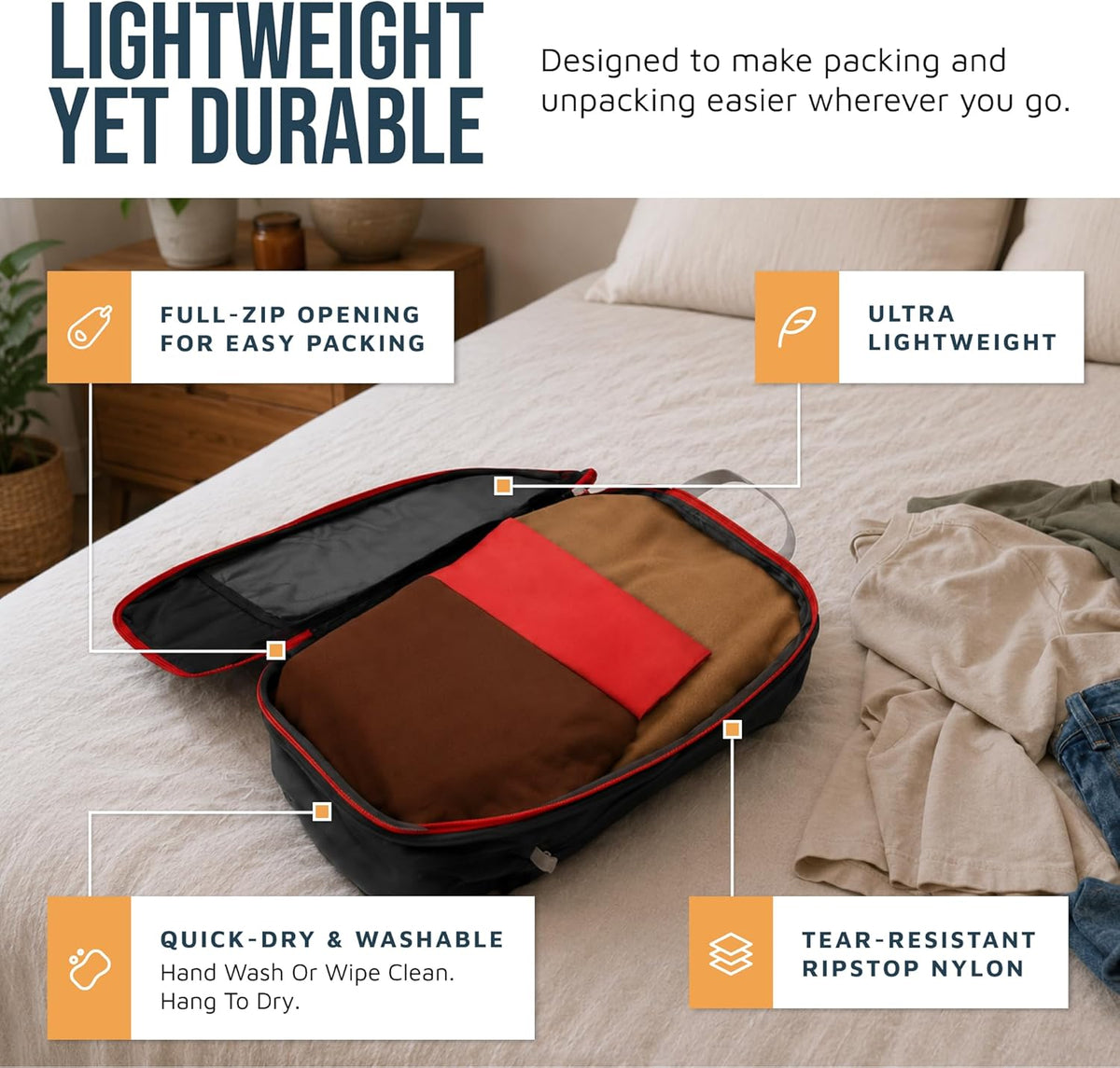 Large Compression Packing Cubes for Travel-Packing Cube Luggage Organizers 7 Piece Set for Checked Luggage-Ultralight, Expandable/Compression Bags (White/Green)
