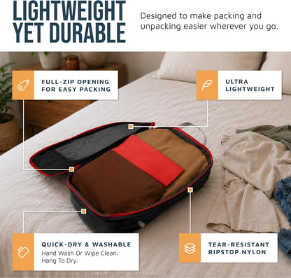 Large Compression Packing Cubes for Travel-Packing Cube Luggage Organizers 7 Piece Set for Checked Luggage-Ultralight, Expandable/Compression Bags (White/Green)