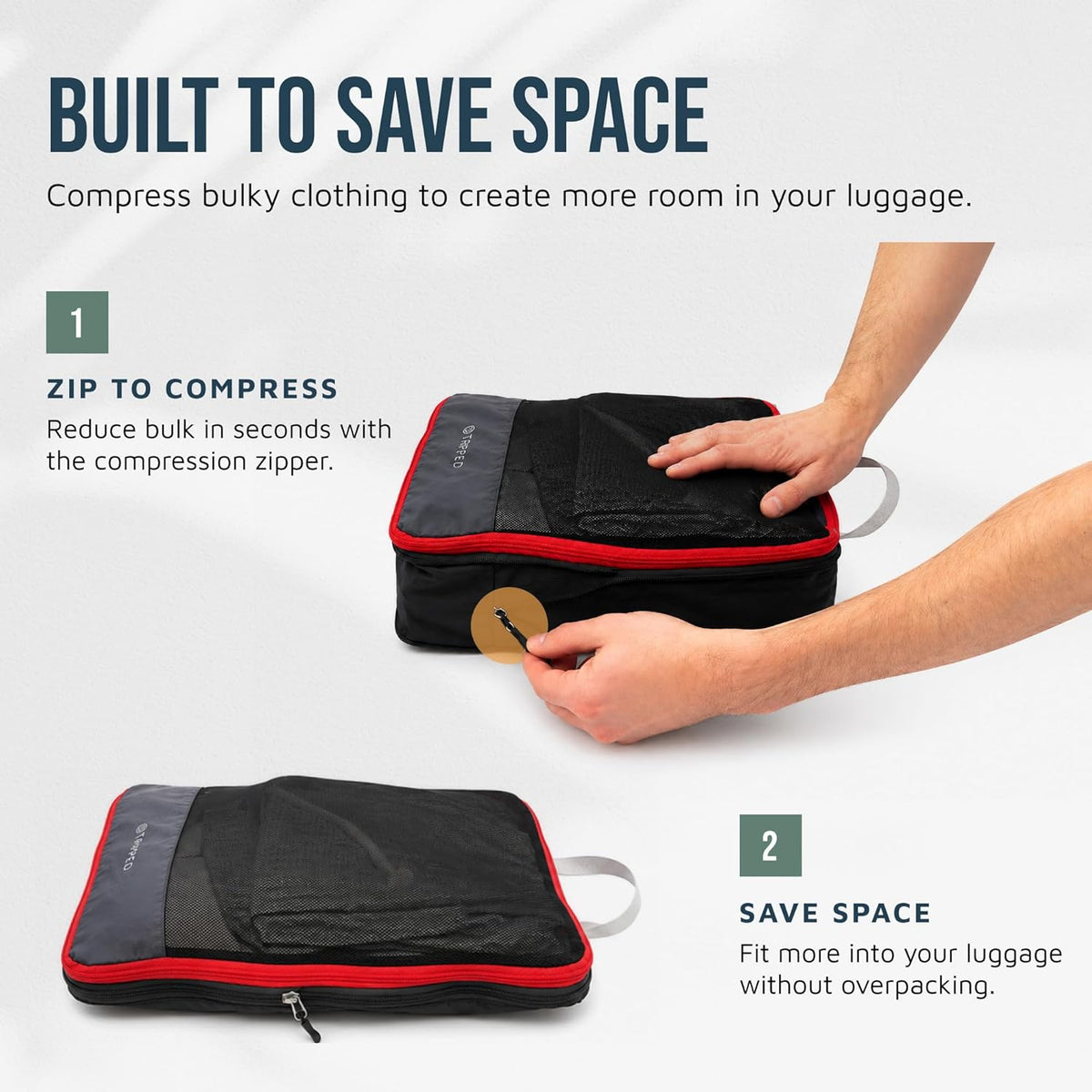 Large Compression Packing Cubes for Travel-Packing Cube Luggage Organizers 7 Piece Set for Checked Luggage-Ultralight, Expandable/Compression Bags (White/Green)