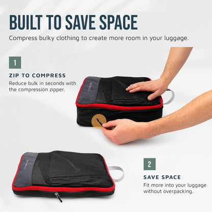 Large Compression Packing Cubes for Travel-Packing Cube Luggage Organizers 7 Piece Set for Checked Luggage-Ultralight, Expandable/Compression Bags (White/Green)