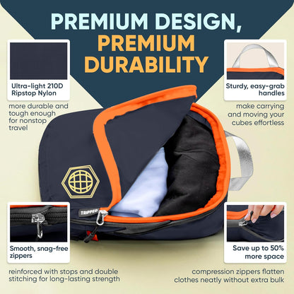 Large Compression Packing Cubes for Travel-Packing Cube Luggage Organizers 7 Piece Set for Checked Luggage-Ultralight, Expandable/Compression Bags (White/Green)