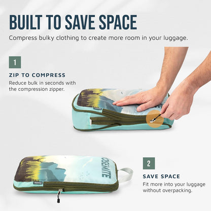Large Compression Packing Cubes for Travel-Packing Cube Luggage Organizers 7 Piece Set for Checked Luggage-Ultralight, Expandable/Compression Bags (White/Green)