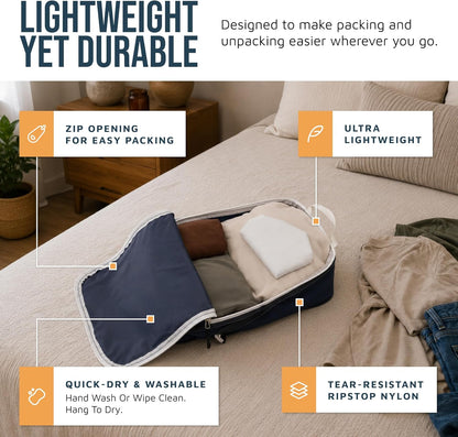 Large Compression Packing Cubes for Travel-Packing Cube Luggage Organizers 7 Piece Set for Checked Luggage-Ultralight, Expandable/Compression Bags (White/Green)