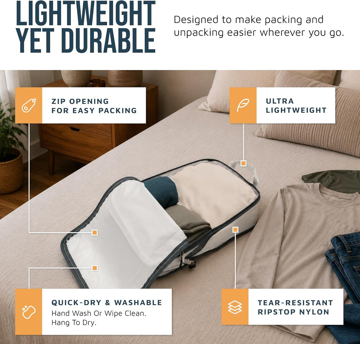Large Compression Packing Cubes for Travel-Packing Cube Luggage Organizers 7 Piece Set for Checked Luggage-Ultralight, Expandable/Compression Bags (White/Green)