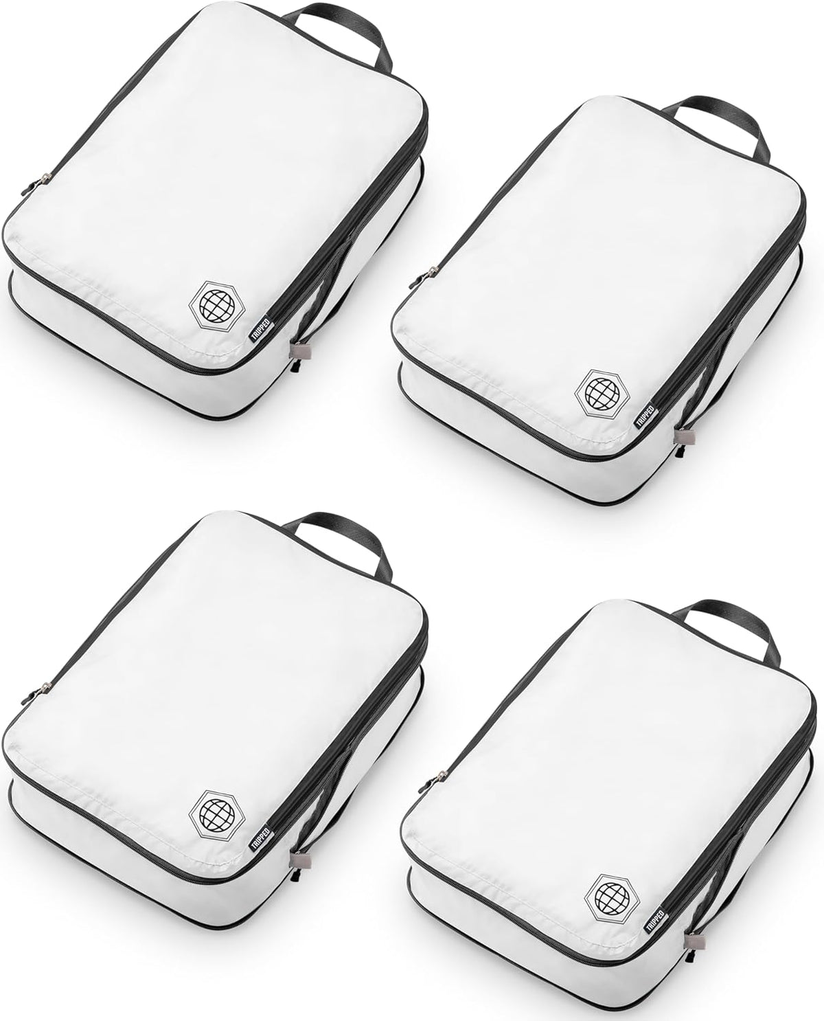 Large Compression Packing Cubes for Travel-Packing Cube Luggage Organizers 7 Piece Set for Checked Luggage-Ultralight, Expandable/Compression Bags (White/Green)