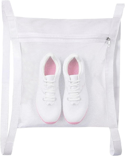 Shoe Dryer Bag, Large Wash Dry Net Bag 15.7x15.7 Inch for Sneaker Shoes Laundry Dryer Bags with Zipper and Strap for Most Dryers Door,White