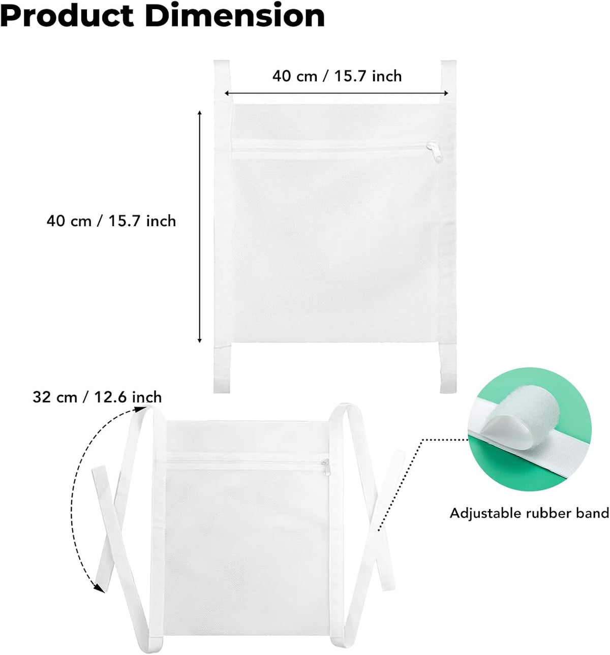 Shoe Dryer Bag, Large Wash Dry Net Bag 15.7x15.7 Inch for Sneaker Shoes Laundry Dryer Bags with Zipper and Strap for Most Dryers Door,White