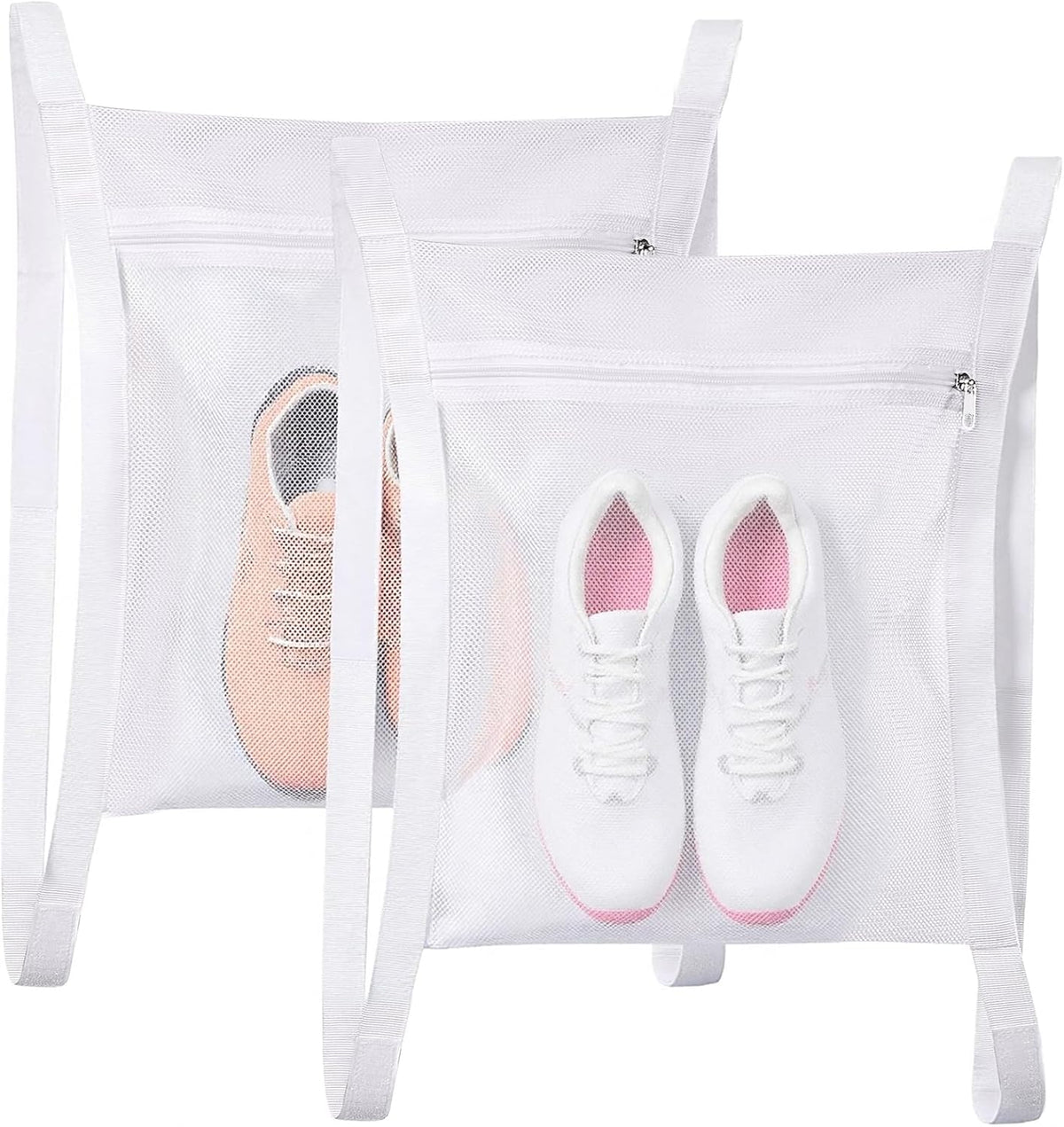 Shoe Dryer Bag, Large Wash Dry Net Bag 15.7x15.7 Inch for Sneaker Shoes Laundry Dryer Bags with Zipper and Strap for Most Dryers Door,White