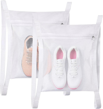 Shoe Dryer Bag, Large Wash Dry Net Bag 15.7x15.7 Inch for Sneaker Shoes Laundry Dryer Bags with Zipper and Strap for Most Dryers Door,White