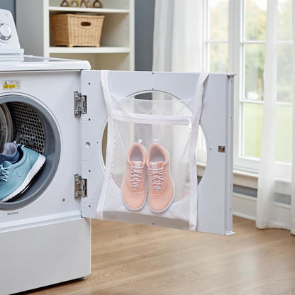 Shoe Dryer Bag, Large Wash Dry Net Bag 15.7x15.7 Inch for Sneaker Shoes Laundry Dryer Bags with Zipper and Strap for Most Dryers Door,White