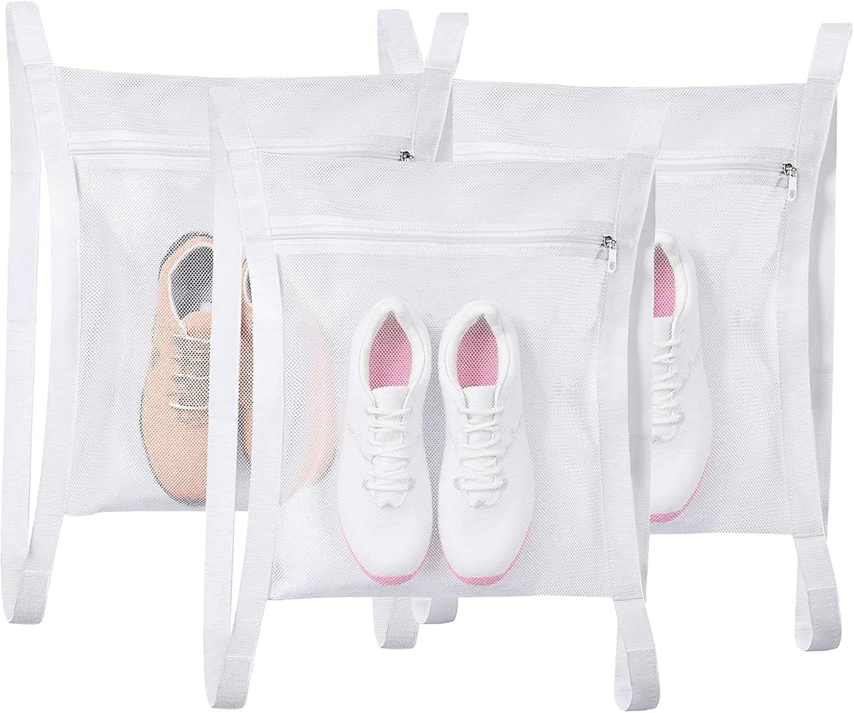 Shoe Dryer Bag, Large Wash Dry Net Bag 15.7x15.7 Inch for Sneaker Shoes Laundry Dryer Bags with Zipper and Strap for Most Dryers Door,White