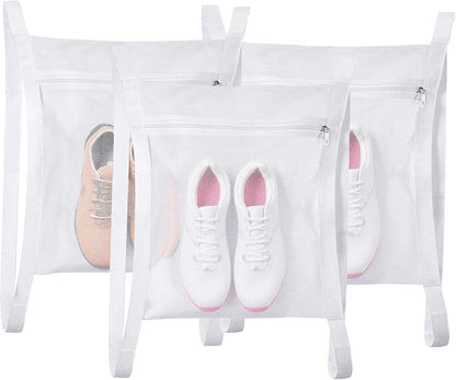 Shoe Dryer Bag, Large Wash Dry Net Bag 15.7x15.7 Inch for Sneaker Shoes Laundry Dryer Bags with Zipper and Strap for Most Dryers Door,White