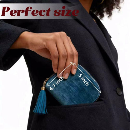 Small Travel Jewelry Pocket Case with Zipper for Women | 6-Layer Soft Velvet Organizer Pouch, Anti-Scratch Portable Bag for Bracelets, Rings, Earrings & Necklaces,Use&Gift (Gem Blue)
