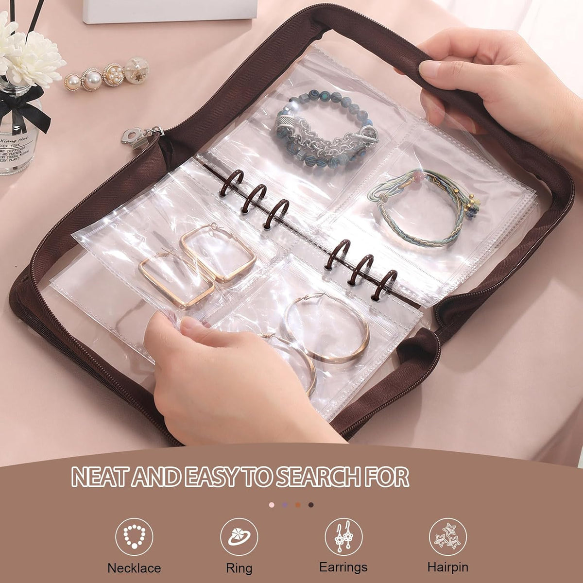 Jewelry Organizer Case Travel Jewelry Storage Book Clear Jewelry Earring Organizer Transparent Jewelry Organizers and Storage