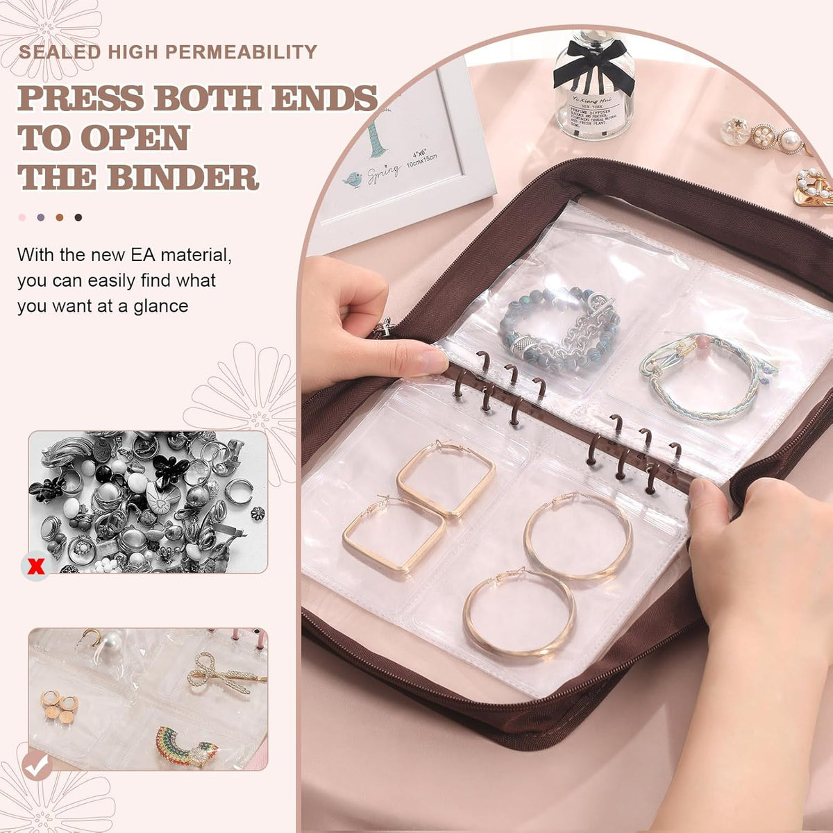 Jewelry Organizer Case Travel Jewelry Storage Book Clear Jewelry Earring Organizer Transparent Jewelry Organizers and Storage