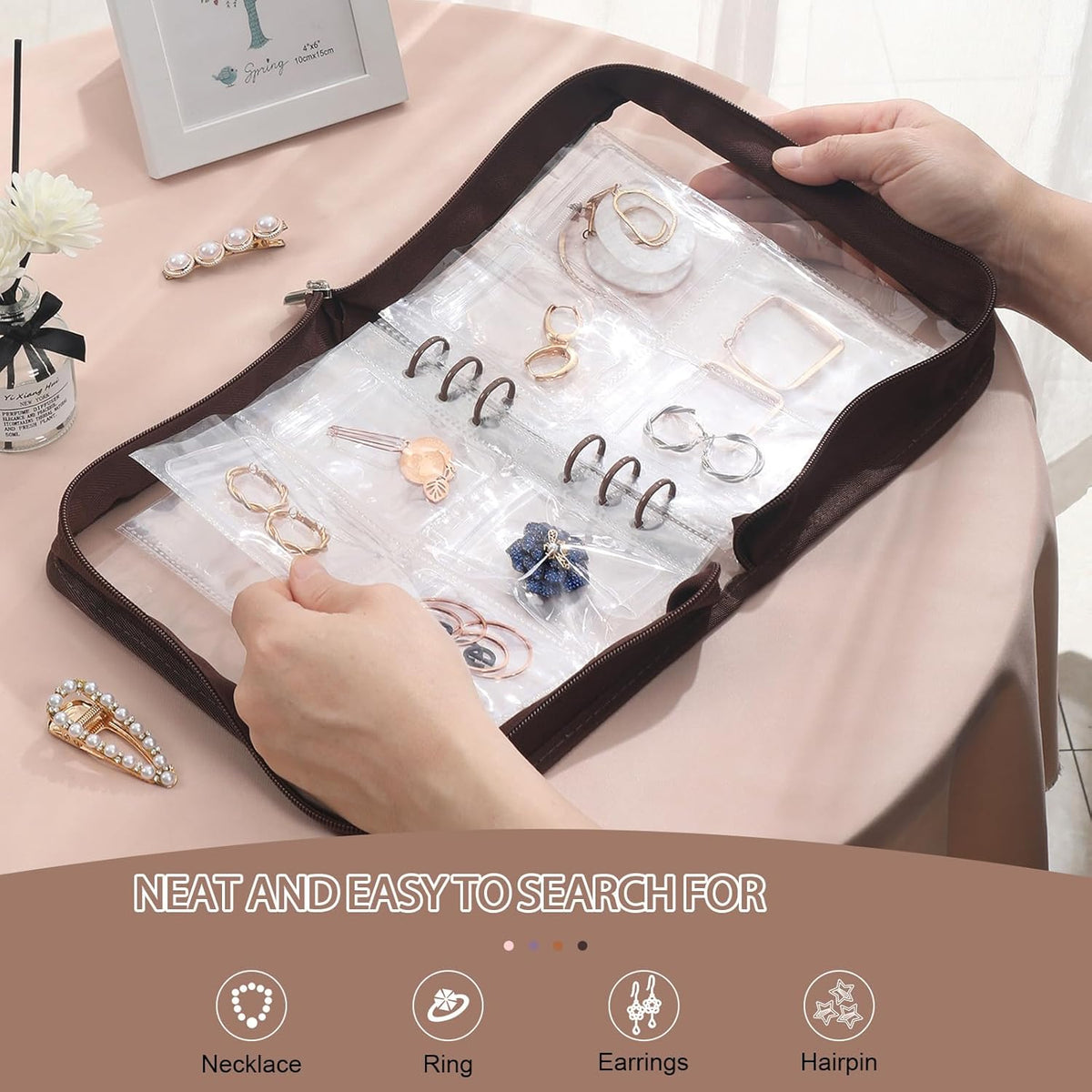 Jewelry Organizer Case Travel Jewelry Storage Book Clear Jewelry Earring Organizer Transparent Jewelry Organizers and Storage