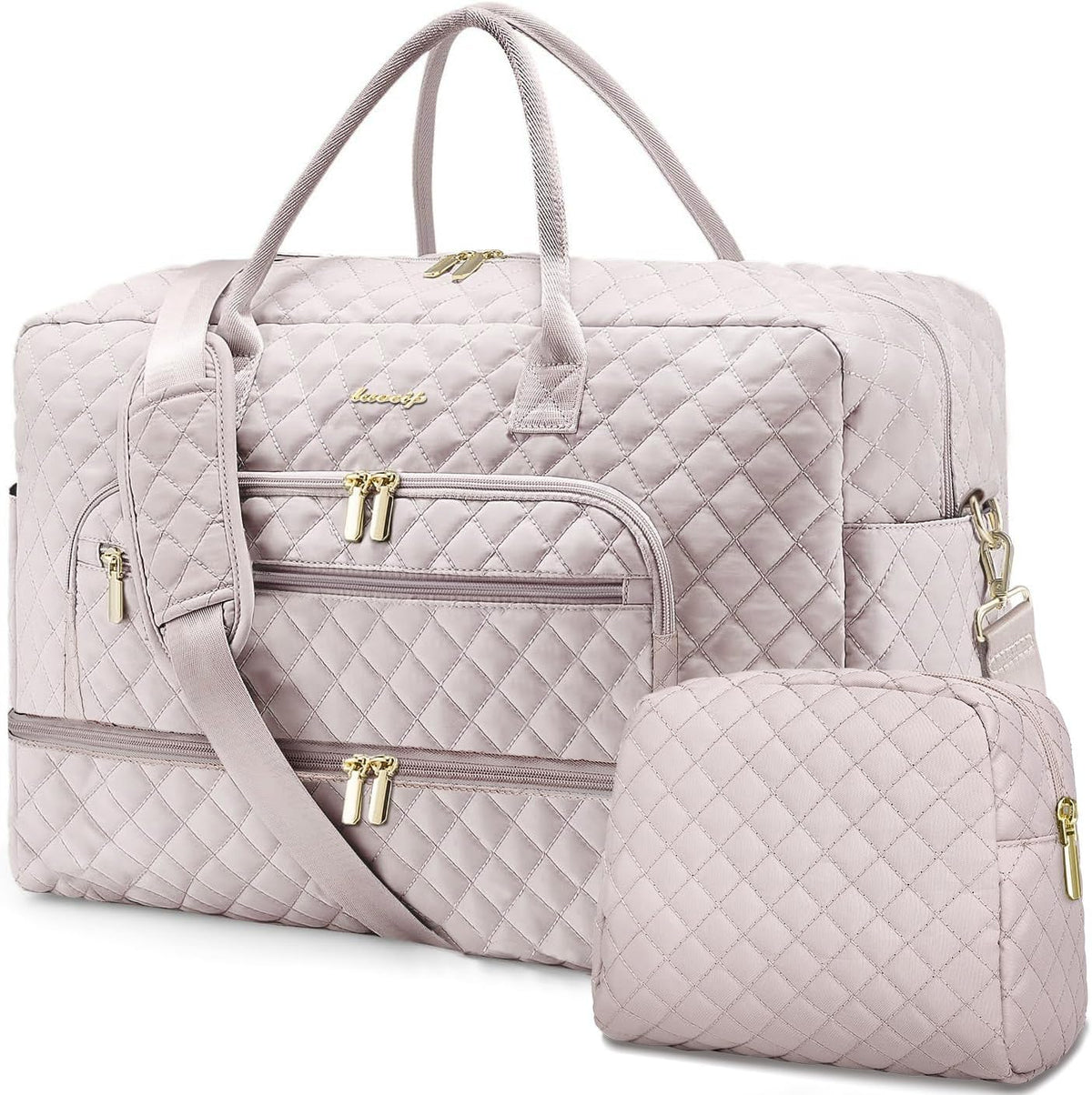 Large Women's Travel Duffel, Weekender with Shoe Compartment, Carry On Overnight Bag, Gym Duffel with Wet Pocket, Hospital Bags for Labor and Delivery - 3 PCS Set - Colors A