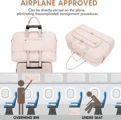 Large Women's Travel Duffel, Weekender with Shoe Compartment, Carry On Overnight Bag, Gym Duffel with Wet Pocket, Hospital Bags for Labor and Delivery - 3 PCS Set - Colors A
