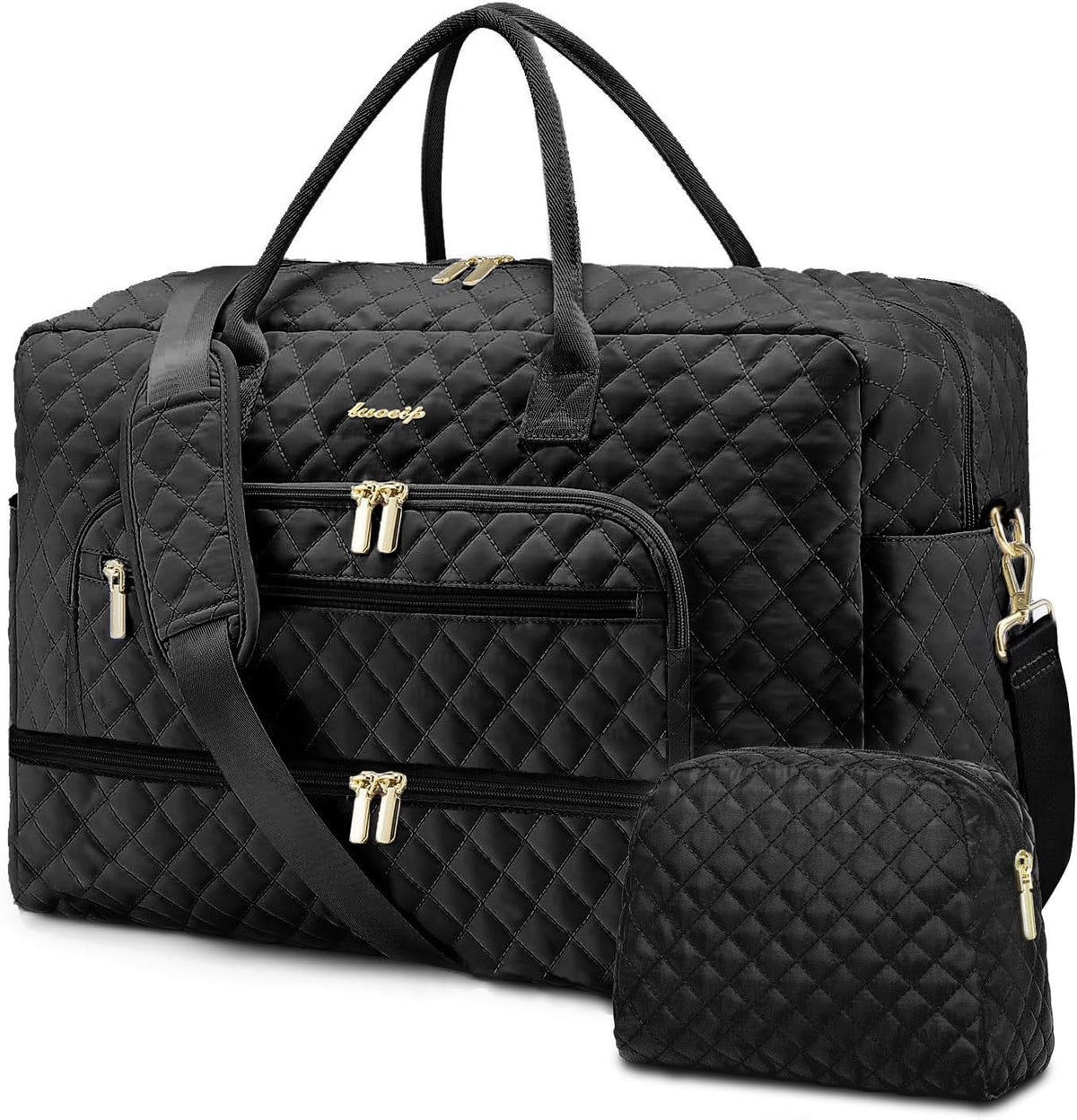 Large Women's Travel Duffel, Weekender with Shoe Compartment, Carry On Overnight Bag, Gym Duffel with Wet Pocket, Hospital Bags for Labor and Delivery - 3 PCS Set - Colors A
