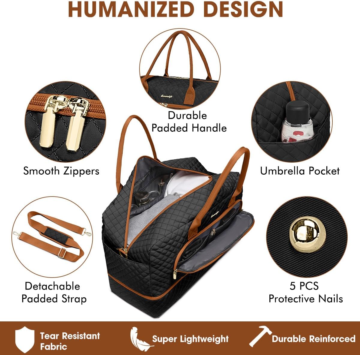 Large Women's Travel Duffel, Weekender with Shoe Compartment, Carry On Overnight Bag, Gym Duffel with Wet Pocket, Hospital Bags for Labor and Delivery - 3 PCS Set - Colors A