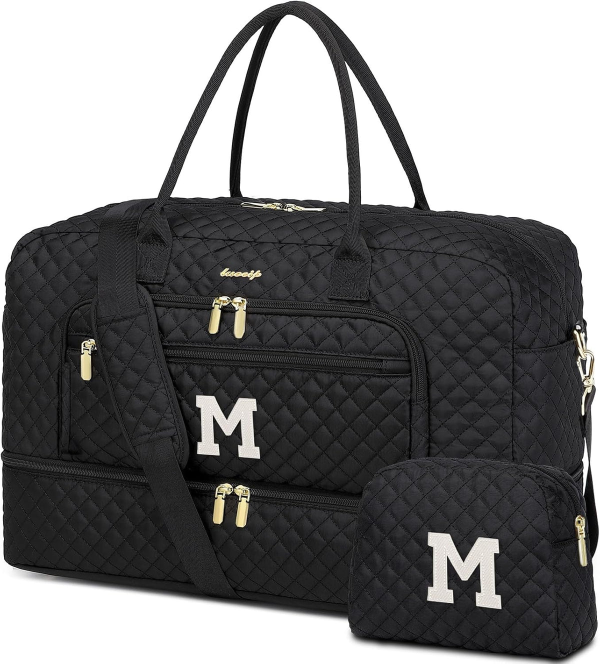 Large Women's Travel Duffel, Weekender with Shoe Compartment, Carry On Overnight Bag, Gym Duffel with Wet Pocket, Hospital Bags for Labor and Delivery - 3 PCS Set - Colors A