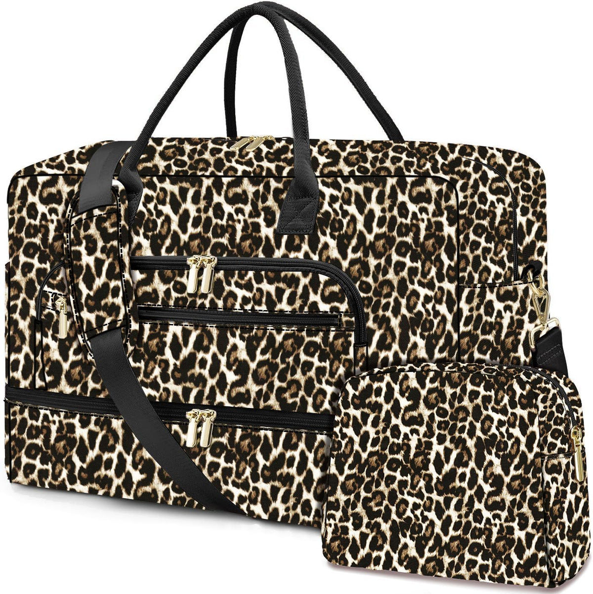 Large Women's Travel Duffel, Weekender with Shoe Compartment, Carry On Overnight Bag, Gym Duffel with Wet Pocket, Hospital Bags for Labor and Delivery - 3 PCS Set - Colors A