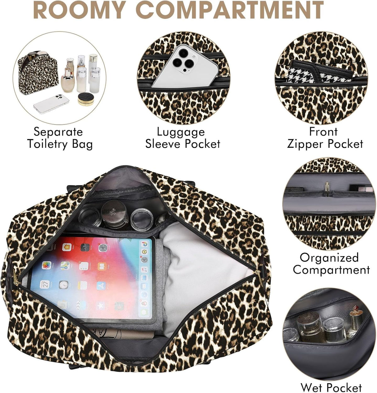 Large Women's Travel Duffel, Weekender with Shoe Compartment, Carry On Overnight Bag, Gym Duffel with Wet Pocket, Hospital Bags for Labor and Delivery - 3 PCS Set - Colors A