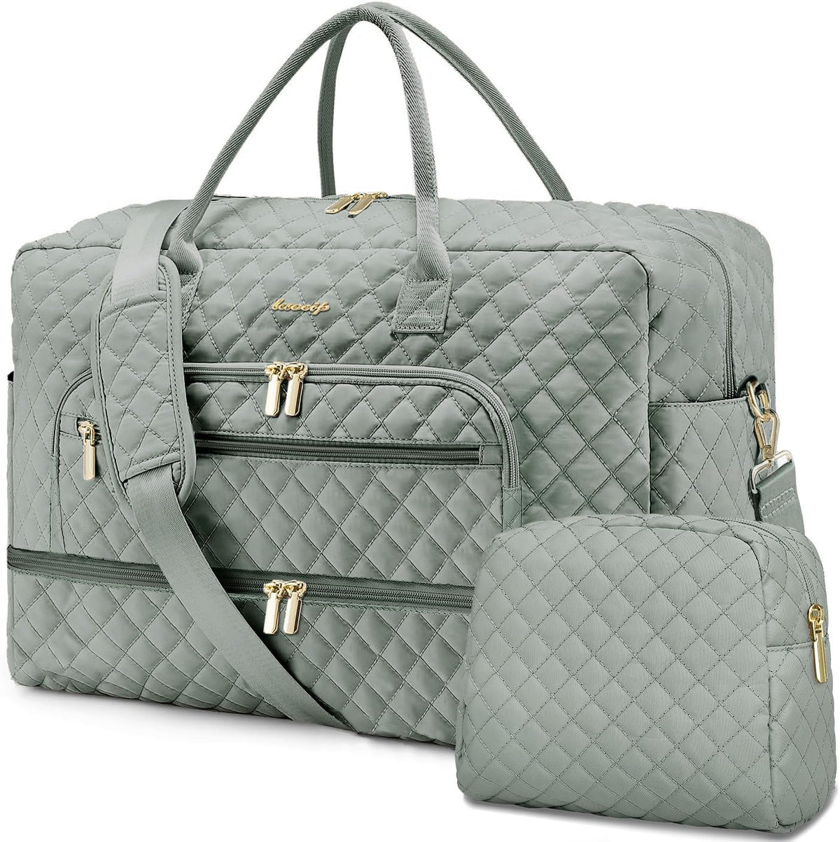 Large Women's Travel Duffel, Weekender with Shoe Compartment, Carry On Overnight Bag, Gym Duffel with Wet Pocket, Hospital Bags for Labor and Delivery - 3 PCS Set - Colors A