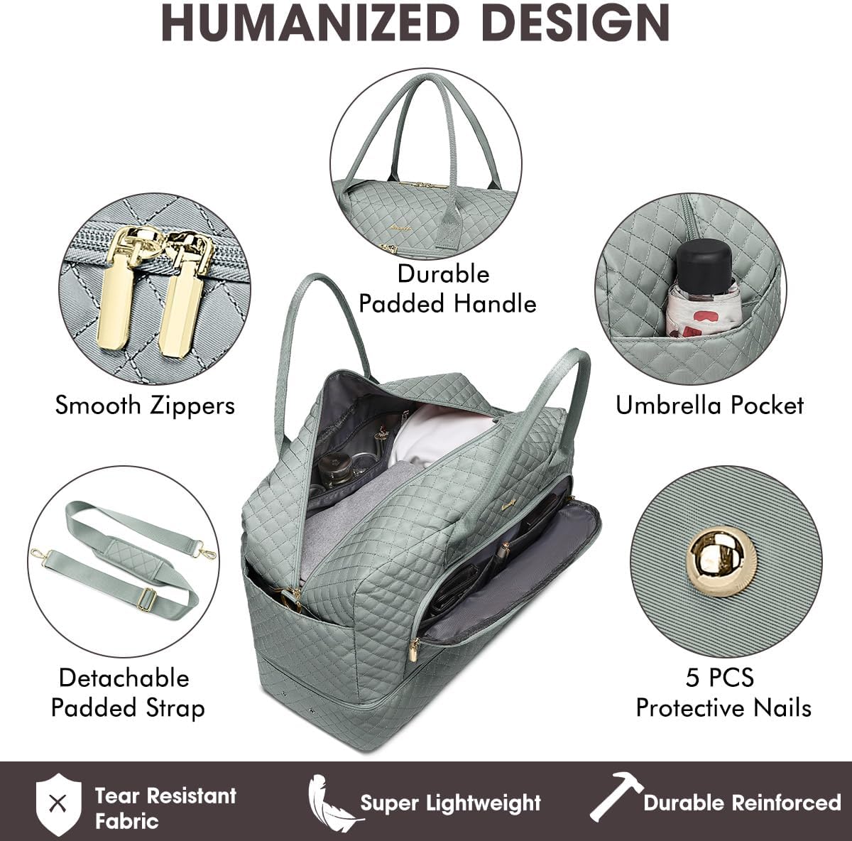 Large Women's Travel Duffel, Weekender with Shoe Compartment, Carry On Overnight Bag, Gym Duffel with Wet Pocket, Hospital Bags for Labor and Delivery - 3 PCS Set - Colors A