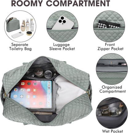 Large Women's Travel Duffel, Weekender with Shoe Compartment, Carry On Overnight Bag, Gym Duffel with Wet Pocket, Hospital Bags for Labor and Delivery - 3 PCS Set - Colors A