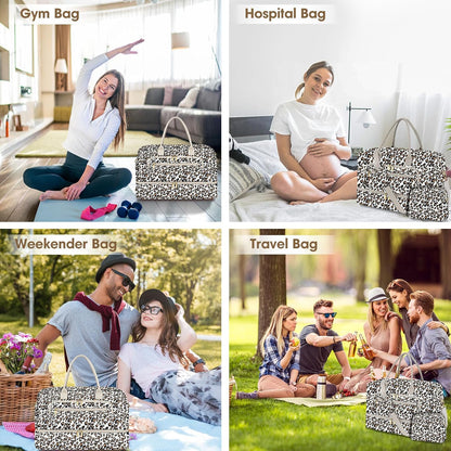 Large Women's Travel Duffel, Weekender with Shoe Compartment, Carry On Overnight Bag, Gym Duffel with Wet Pocket, Hospital Bags for Labor and Delivery - 3 PCS Set - Colors A