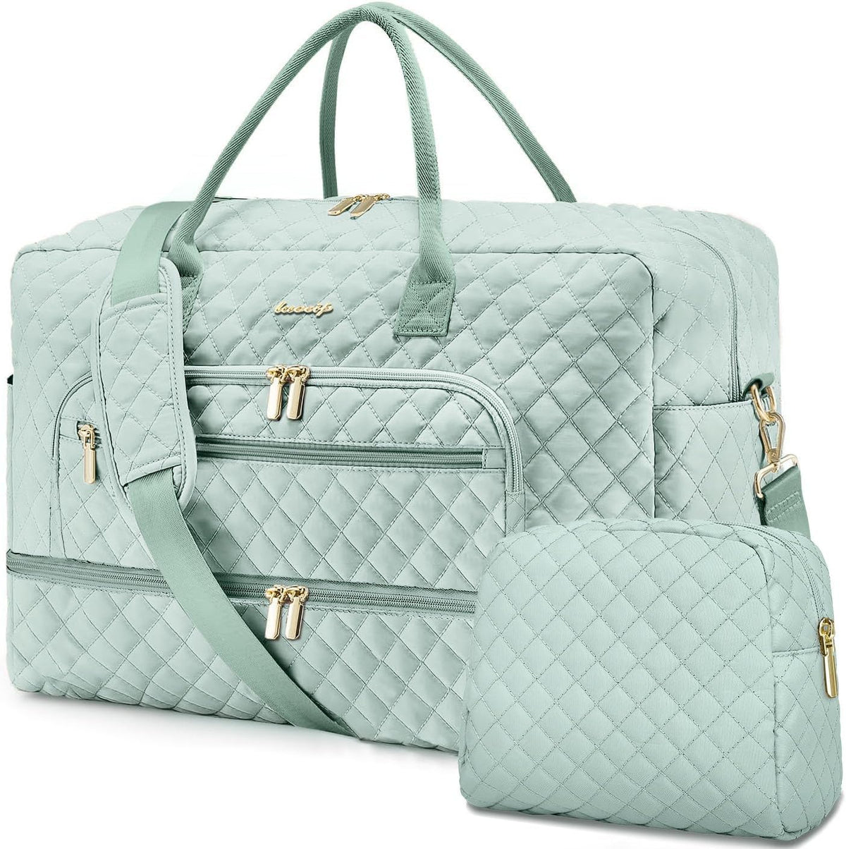 Large Women's Travel Duffel, Weekender with Shoe Compartment, Carry On Overnight Bag, Gym Duffel with Wet Pocket, Hospital Bags for Labor and Delivery - 3 PCS Set - Colors A