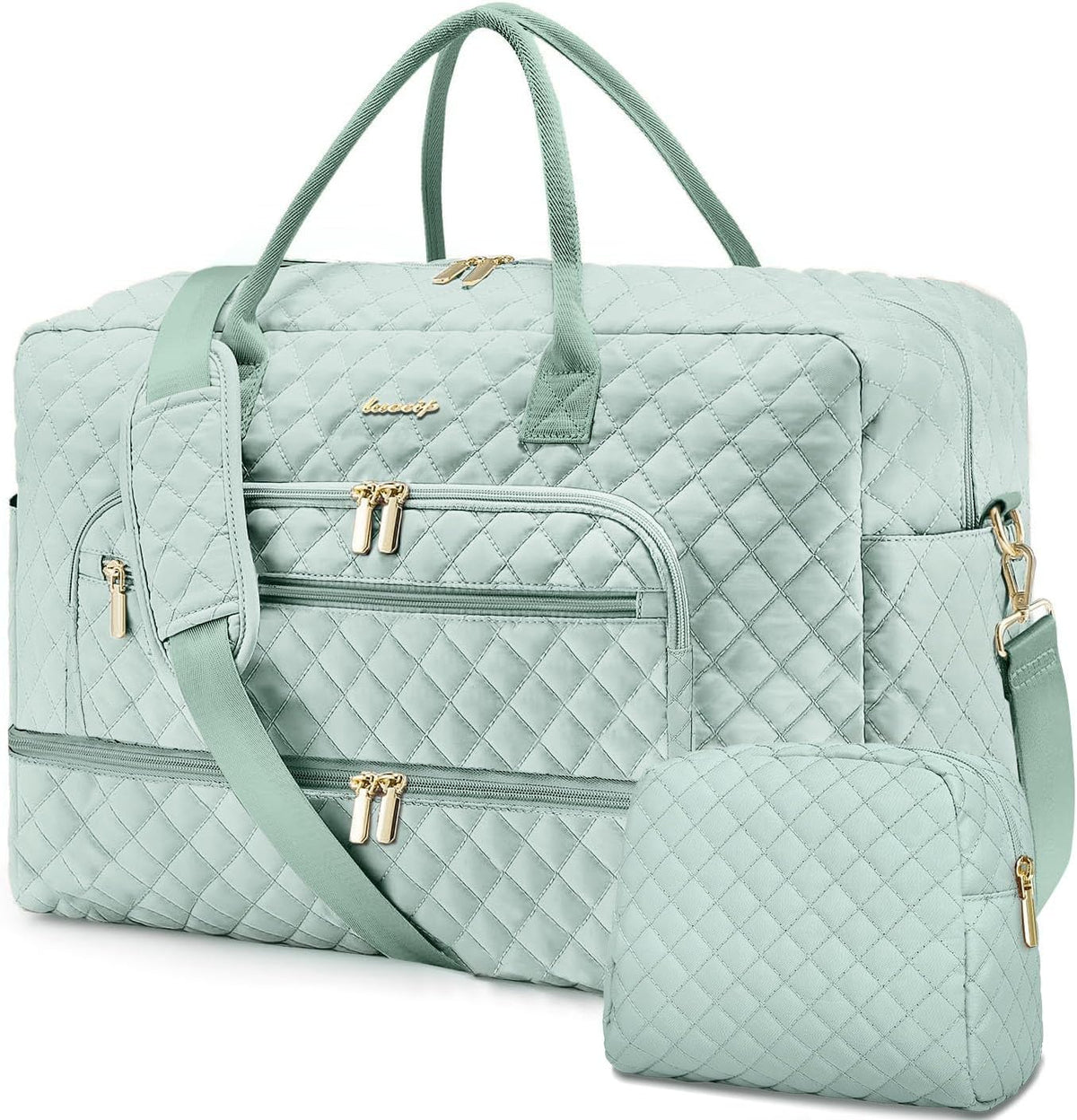 Large Women's Travel Duffel, Weekender with Shoe Compartment, Carry On Overnight Bag, Gym Duffel with Wet Pocket, Hospital Bags for Labor and Delivery - 3 PCS Set - Colors A