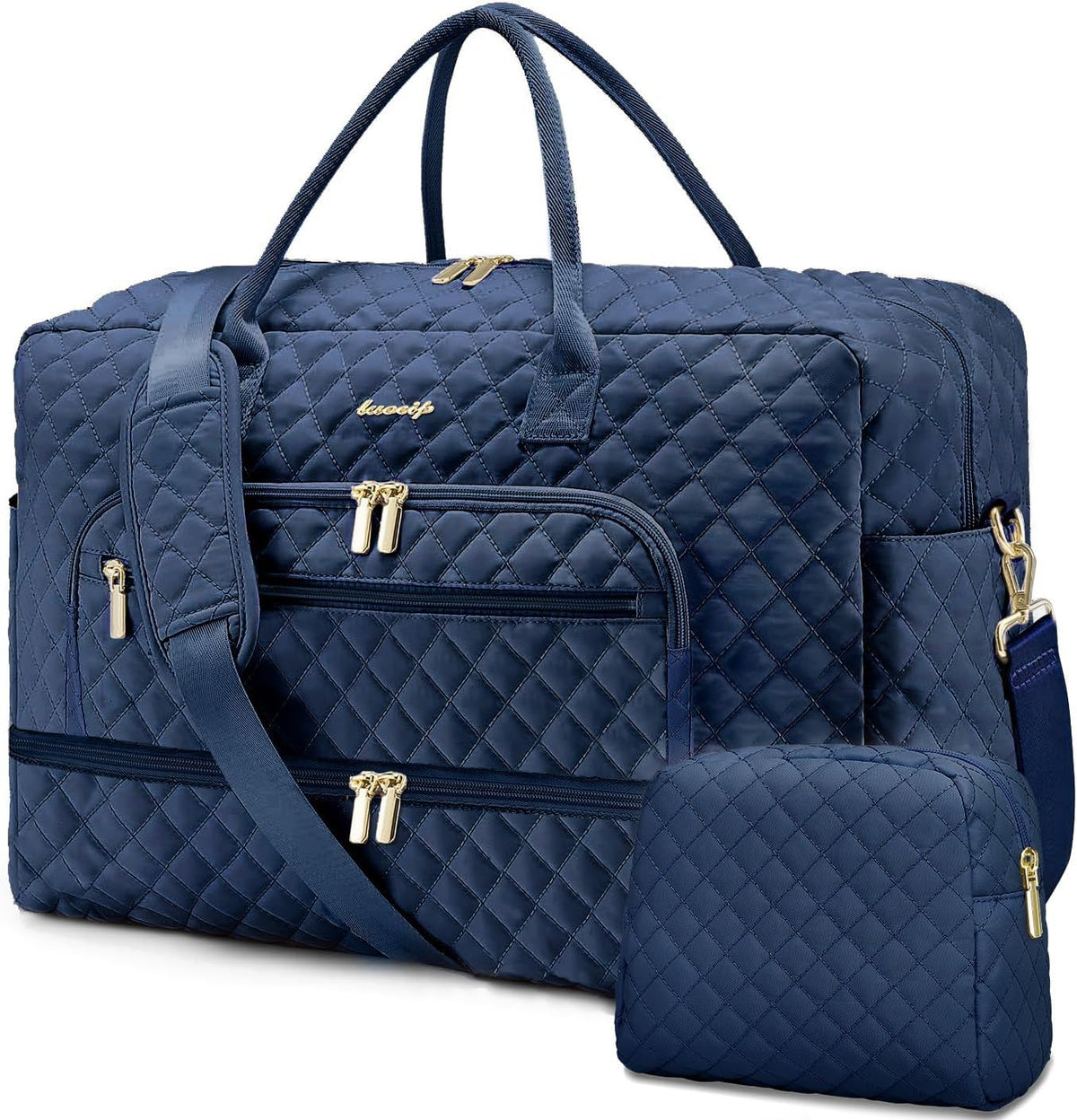 Large Women's Travel Duffel, Weekender with Shoe Compartment, Carry On Overnight Bag, Gym Duffel with Wet Pocket, Hospital Bags for Labor and Delivery - 3 PCS Set - Colors A