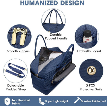 Large Women's Travel Duffel, Weekender with Shoe Compartment, Carry On Overnight Bag, Gym Duffel with Wet Pocket, Hospital Bags for Labor and Delivery - 3 PCS Set - Colors A
