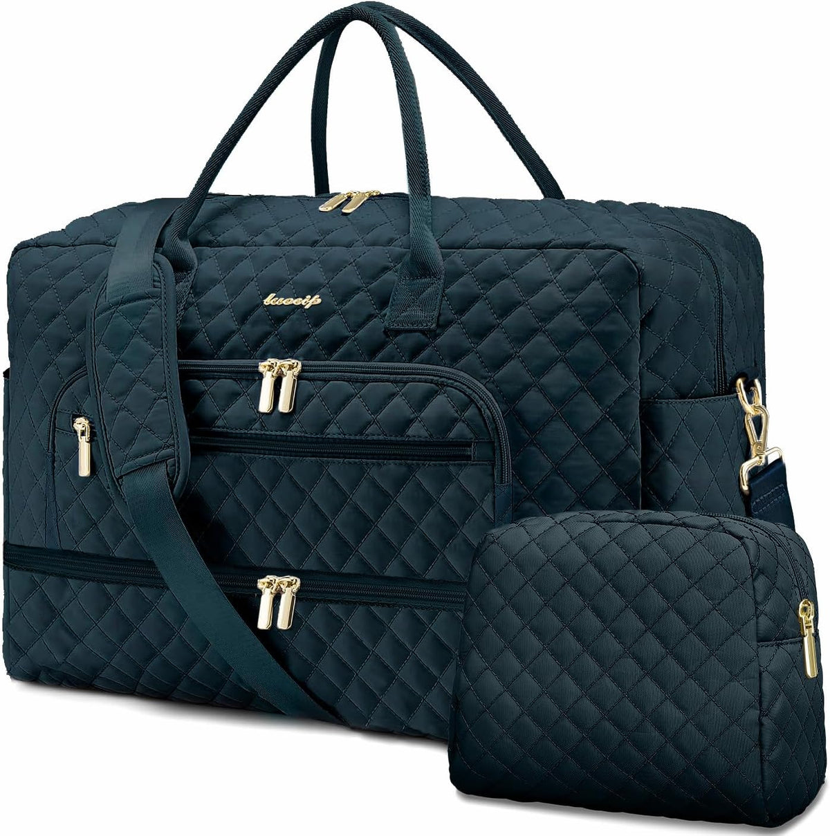 Large Women's Travel Duffel, Weekender with Shoe Compartment, Carry On Overnight Bag, Gym Duffel with Wet Pocket, Hospital Bags for Labor and Delivery - 3 PCS Set - Colors A
