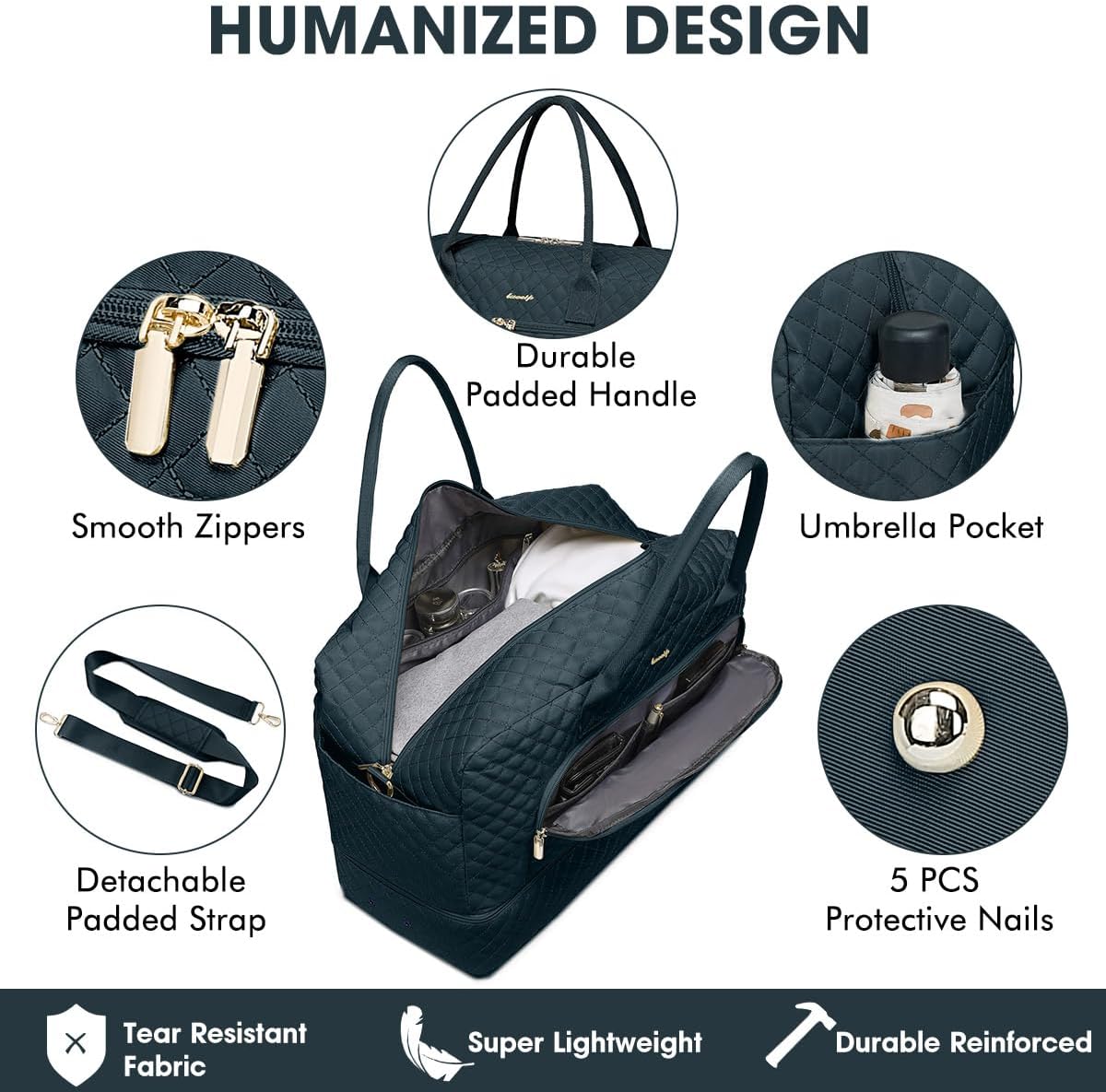 Large Women's Travel Duffel, Weekender with Shoe Compartment, Carry On Overnight Bag, Gym Duffel with Wet Pocket, Hospital Bags for Labor and Delivery - 3 PCS Set - Colors A
