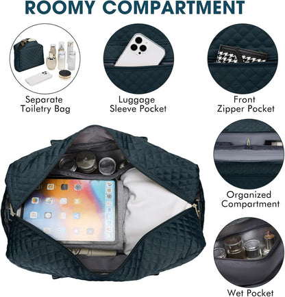 Large Women's Travel Duffel, Weekender with Shoe Compartment, Carry On Overnight Bag, Gym Duffel with Wet Pocket, Hospital Bags for Labor and Delivery - 3 PCS Set - Colors A