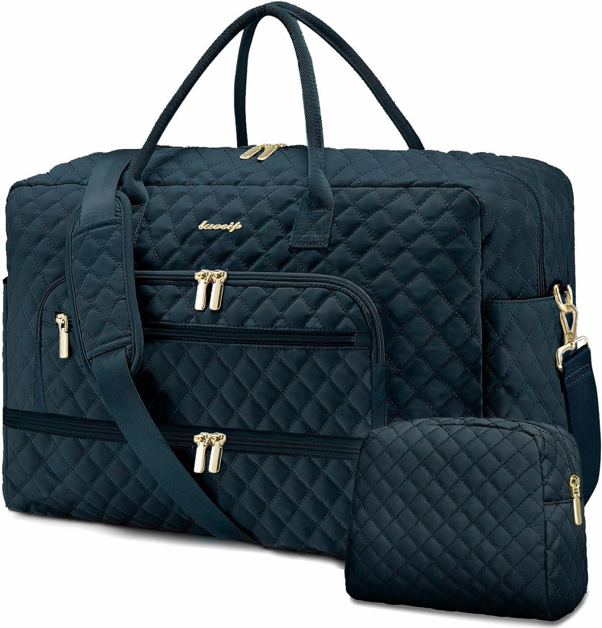 Large Women's Travel Duffel, Weekender with Shoe Compartment, Carry On Overnight Bag, Gym Duffel with Wet Pocket, Hospital Bags for Labor and Delivery - 3 PCS Set - Colors A