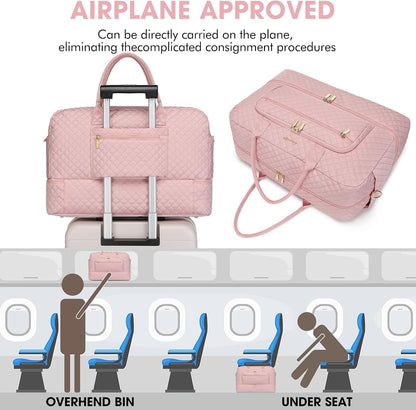 Large Women's Travel Duffel, Weekender with Shoe Compartment, Carry On Overnight Bag, Gym Duffel with Wet Pocket, Hospital Bags for Labor and Delivery - 3 PCS Set - Colors A