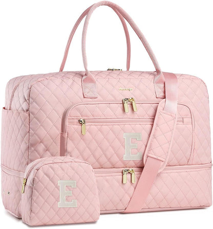 Large Women's Travel Duffel, Weekender with Shoe Compartment, Carry On Overnight Bag, Gym Duffel with Wet Pocket, Hospital Bags for Labor and Delivery - 3 PCS Set - Colors A
